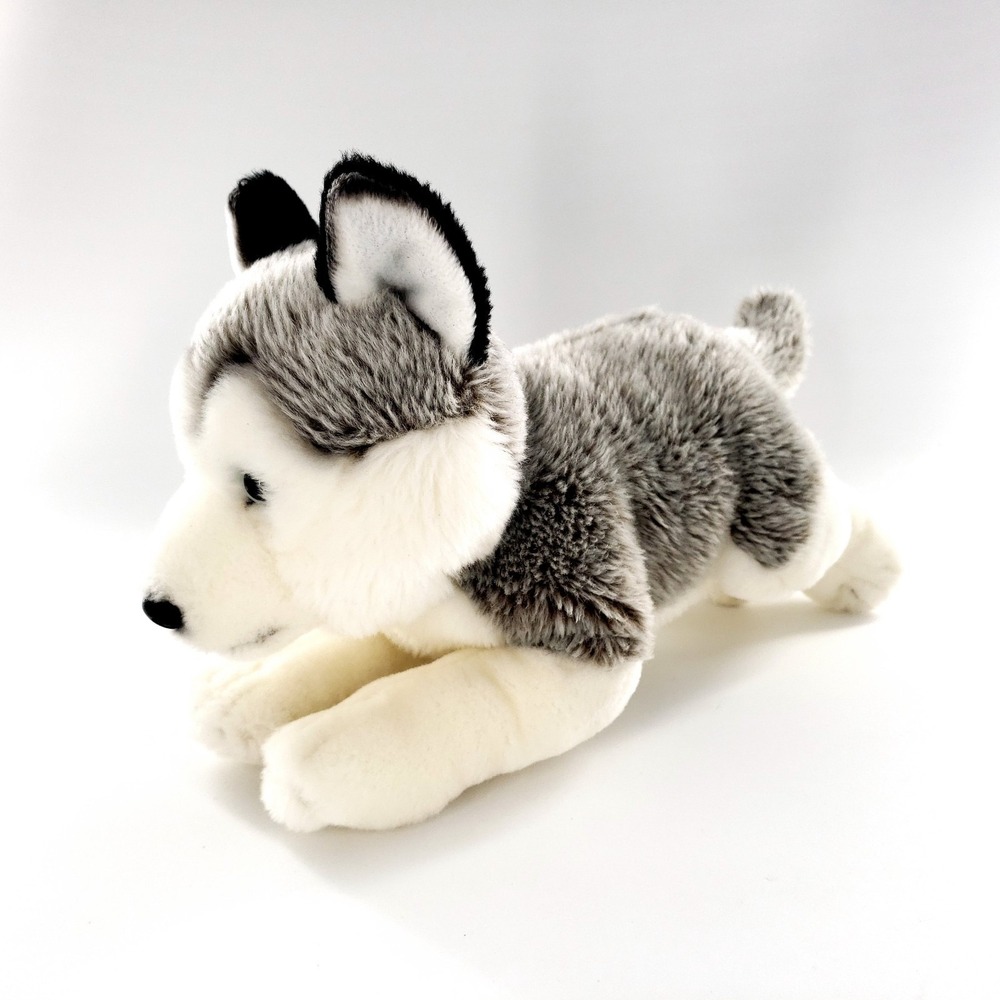 Toys R Us Animal Alley Husky Puppy Dog Plush 14" Blue Eyes Gray & White